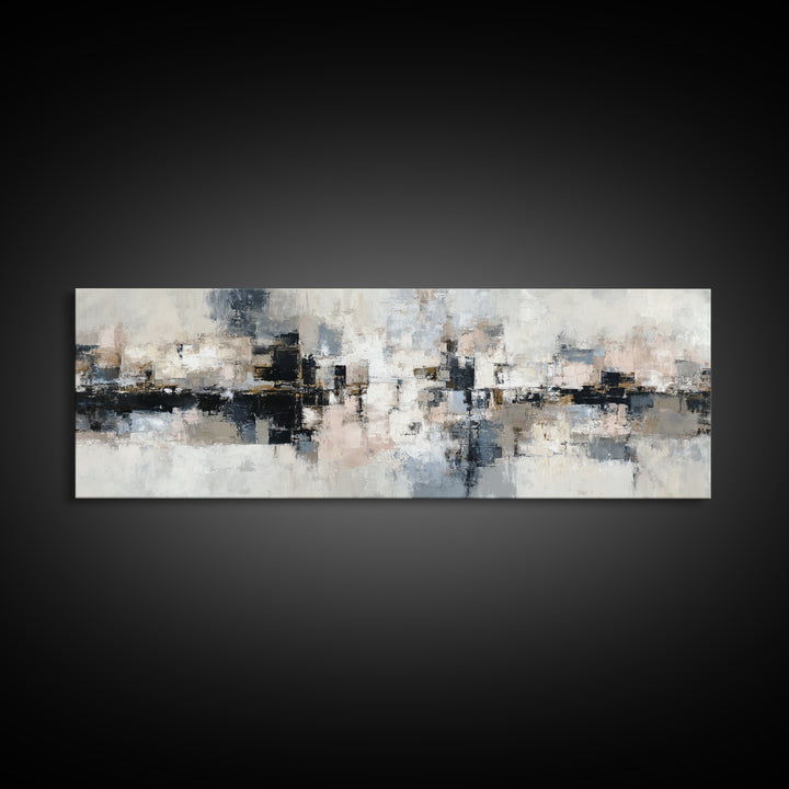 City Map Abstract Framed Canvas Print, Office Art, Boho Decor, Office Decor, Fine Art, Focus, Digital Art, Pet Portrait, OFF-3x1-60