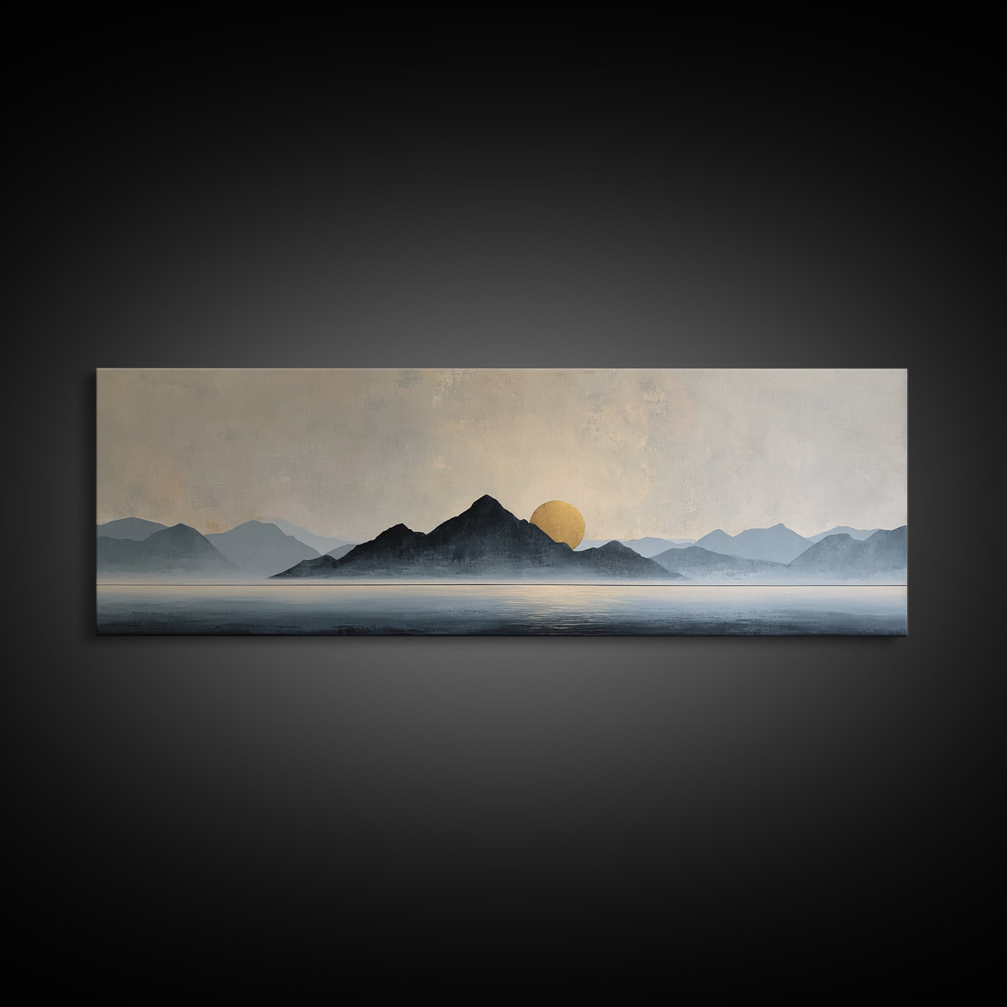 Minimal Mountain Sunrise for Focus Canvas Print, Office Art, Canvas Wall Art, Office Decor, Fine Art, Focus, Bedroom Wall Art, OFF-3x1-66