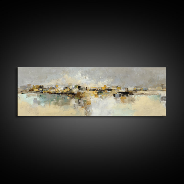 Dignified Neutral Landscape Canvas Print, Office Art, Printables, Office Decor, Oil Painting, Focus, Living Room Decor, OFF-3x1-71