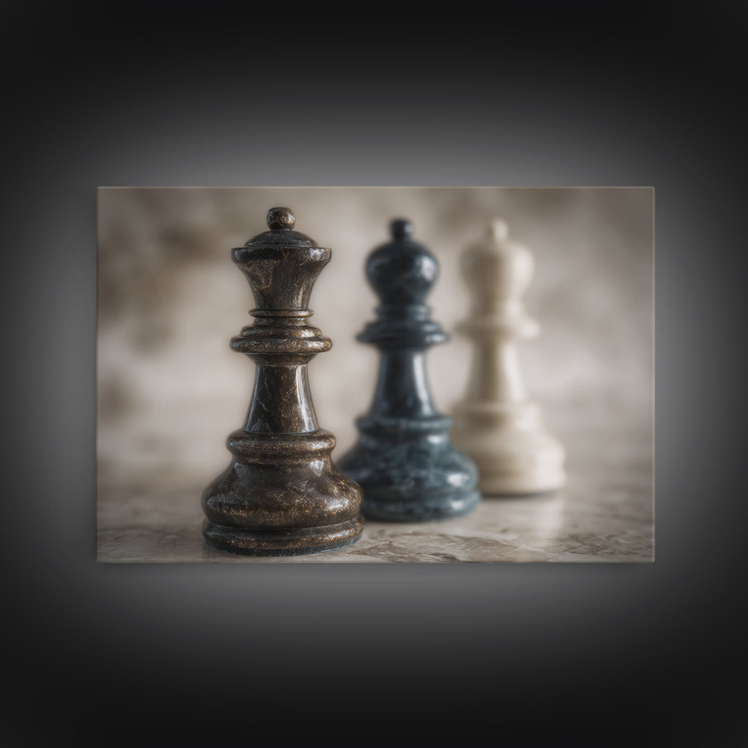 Minimal Chess Piece Still Life Canvas Print, Office Art, Wall Prints, Office Decor, Focus, Cubicle Decor, Trendy Wall Art, OFF-3x2-17