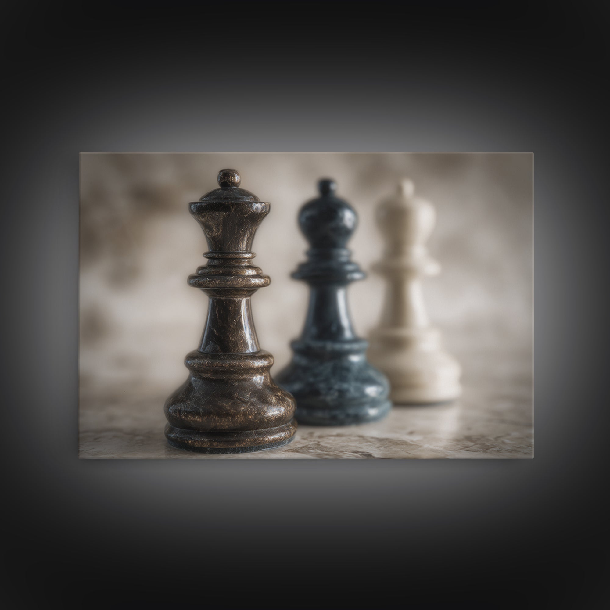 Minimal Chess Piece Still Life Canvas Print, Office Art, Wall Prints, Office Decor, Focus, Cubicle Decor, Trendy Wall Art, OFF-3x2-17
