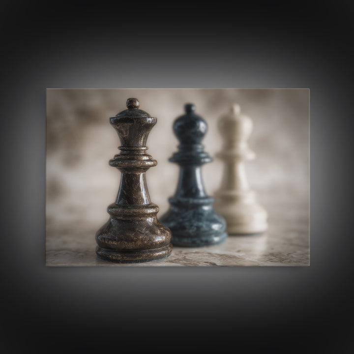 Minimal Chess Piece Still Life Canvas Print, Office Art, Wall Prints, Office Decor, Focus, Cubicle Decor, Trendy Wall Art, OFF-3x2-17