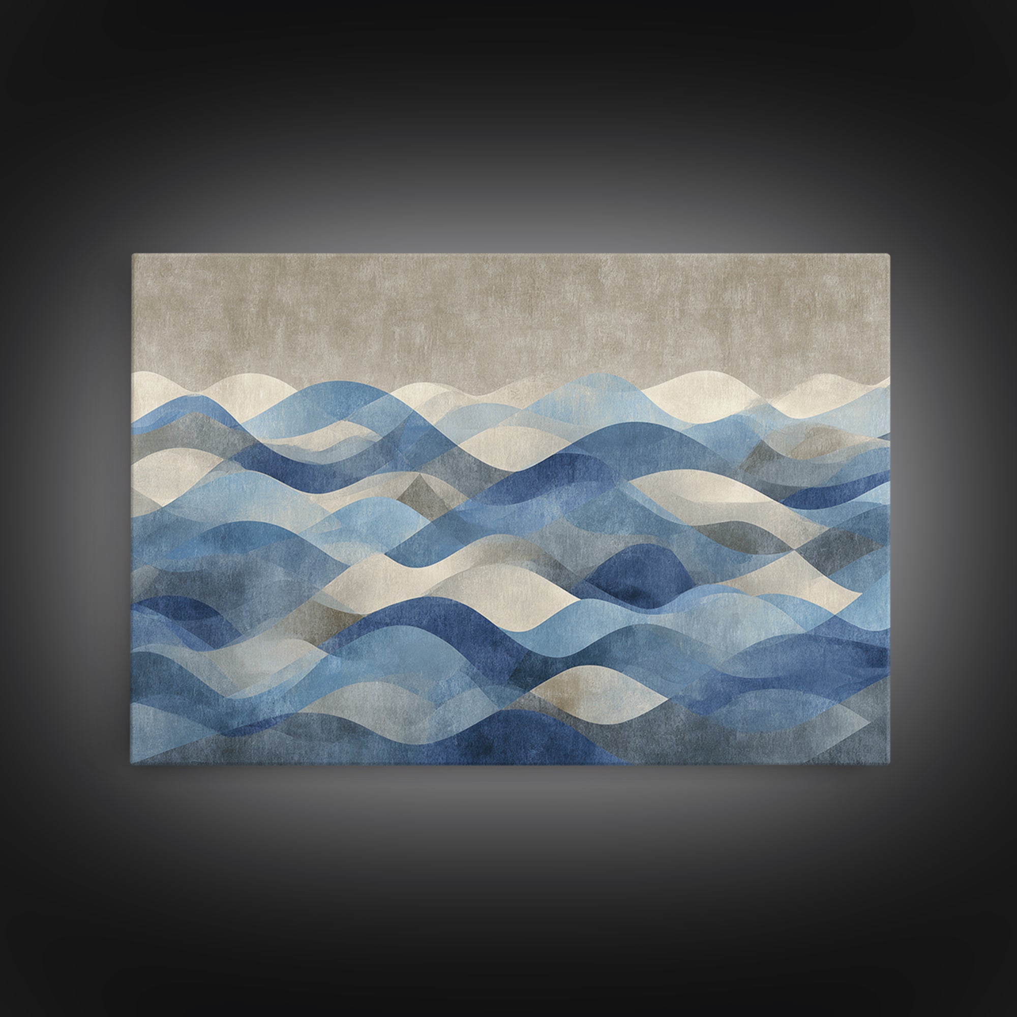 Blue Abstract Wave Pattern for Focus Canvas Print, Office Art, Ai Art, Office Decor, Abstract Art, Focus, Trendy Wall Art, OFF-3x2-21