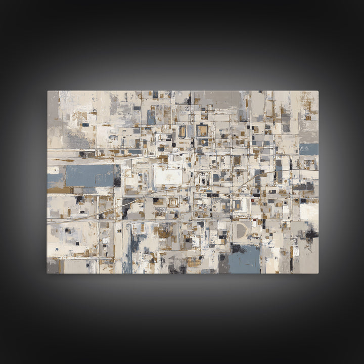 City Map Abstract Framed Canvas Print, Office Art, Abstract Art, Office Decor, Focus, Downloadable Prints, Cubicle Decor, OFF-3x2-24