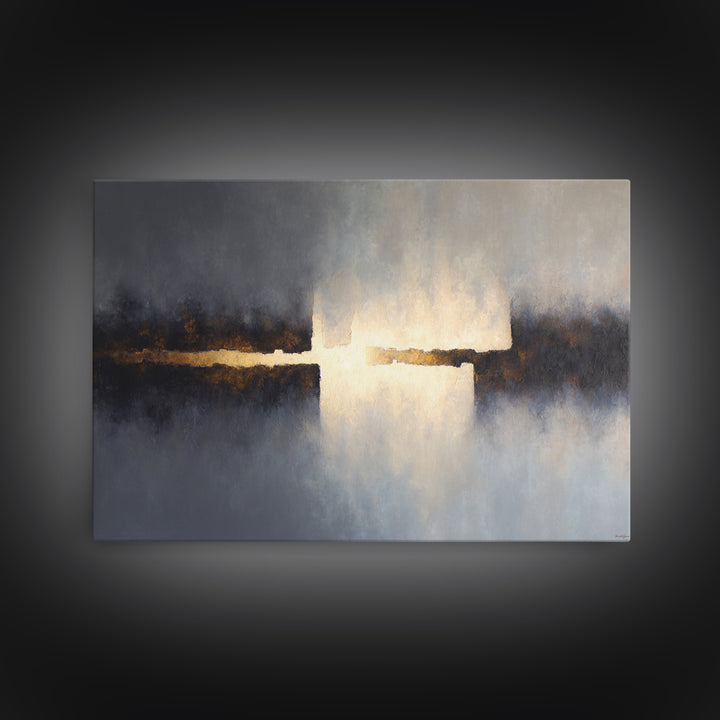 Abstract Light Beam Through Dark Shapes Canvas Print, Office Art, Art Deco, Office Decor, Abstract Art, Focus, Bedroom Wall Art, OFF-3x2-3