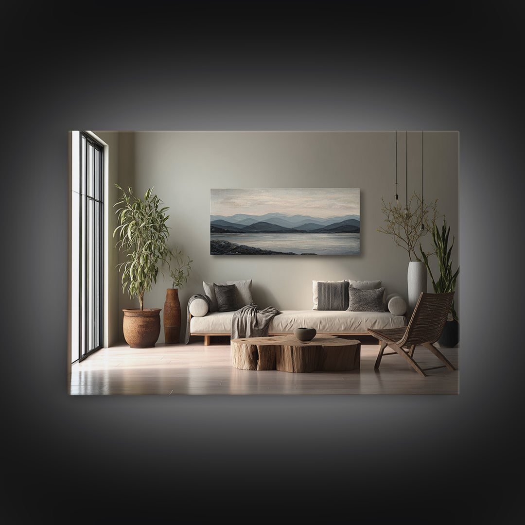 Minimal Mountain Sunrise for Focus Canvas Print, Office Art, Wall Prints, Office Decor, Oil Painting, Focus, Cubicle Decor, OFF-3x2-30