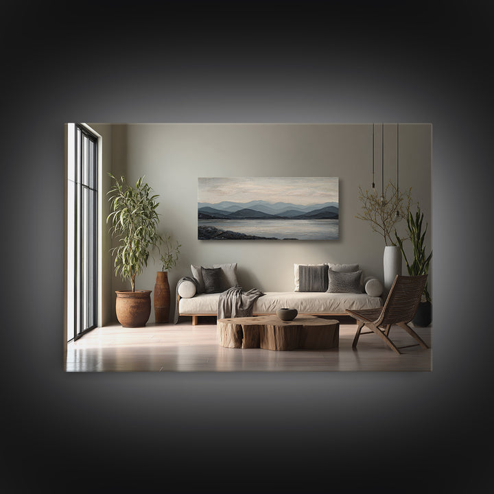 Minimal Mountain Sunrise for Focus Canvas Print, Office Art, Wall Prints, Office Decor, Oil Painting, Focus, Cubicle Decor, OFF-3x2-30