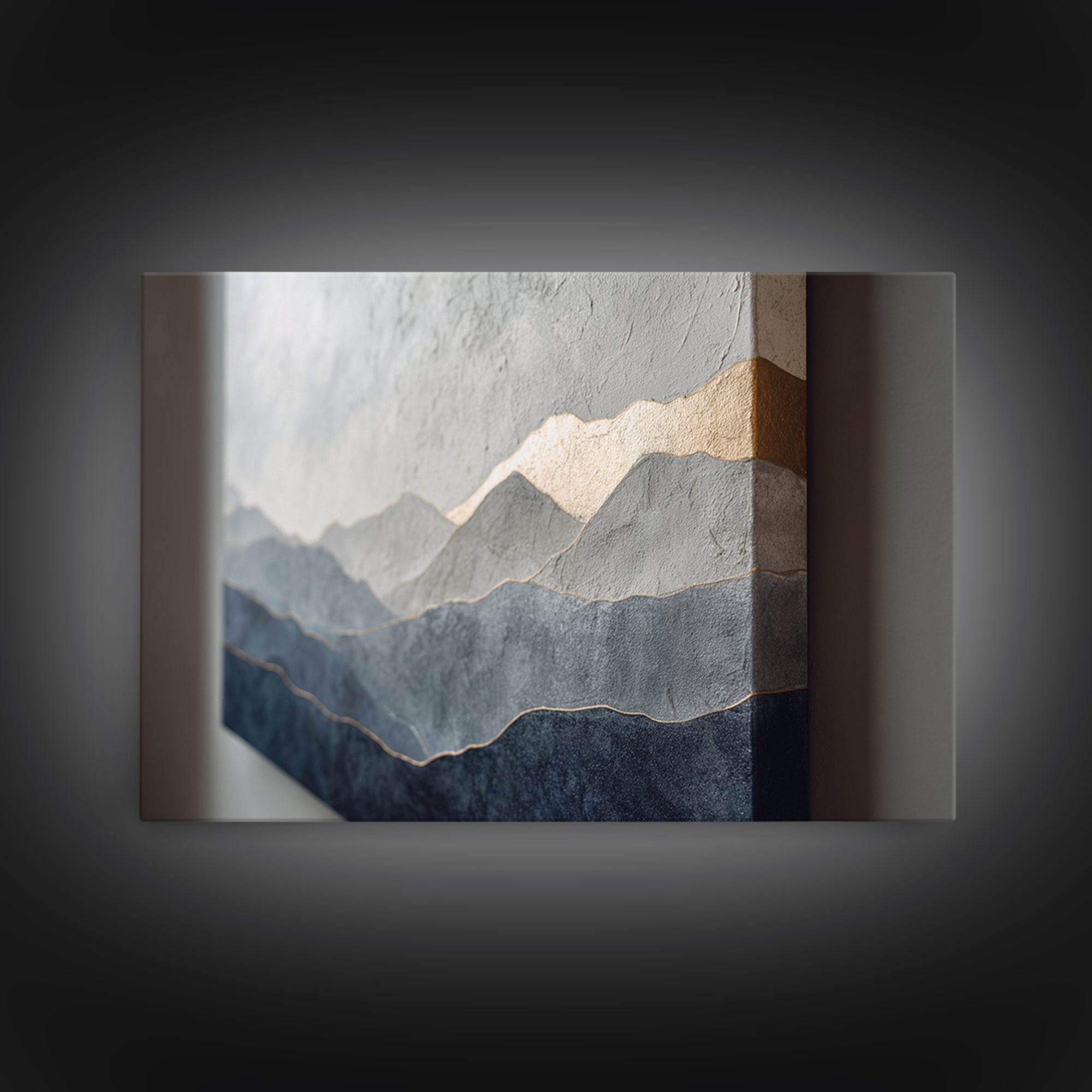 Minimal Mountain Sunrise for Focus Canvas Print, Office Art, Wall Prints, Office Decor, Oil Painting, Focus, Cubicle Decor, OFF-3x2-54