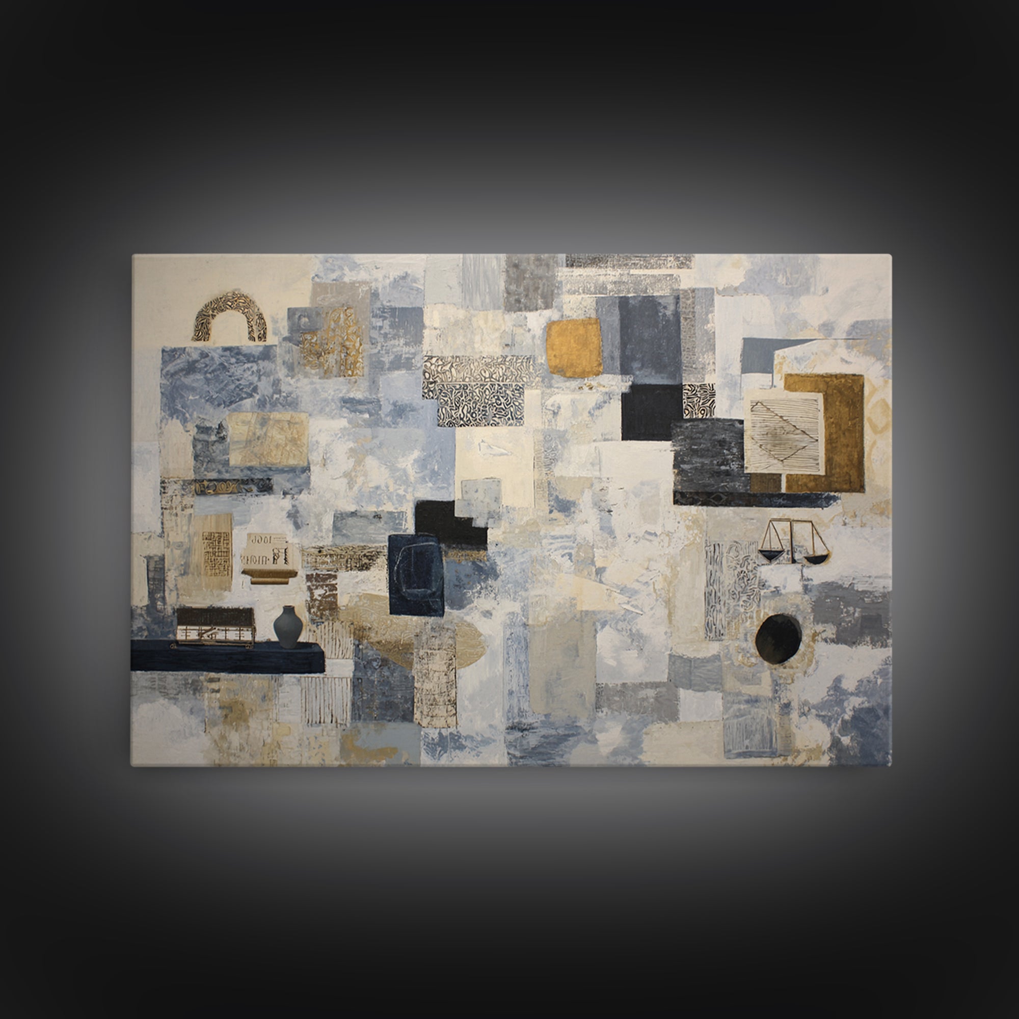 Clean Abstract Geometry Framed Canvas Print, Office Art, Gallery Decor, Office Decor, Abstract Art, Focus, Contemporary Art, OFF-3x2-77