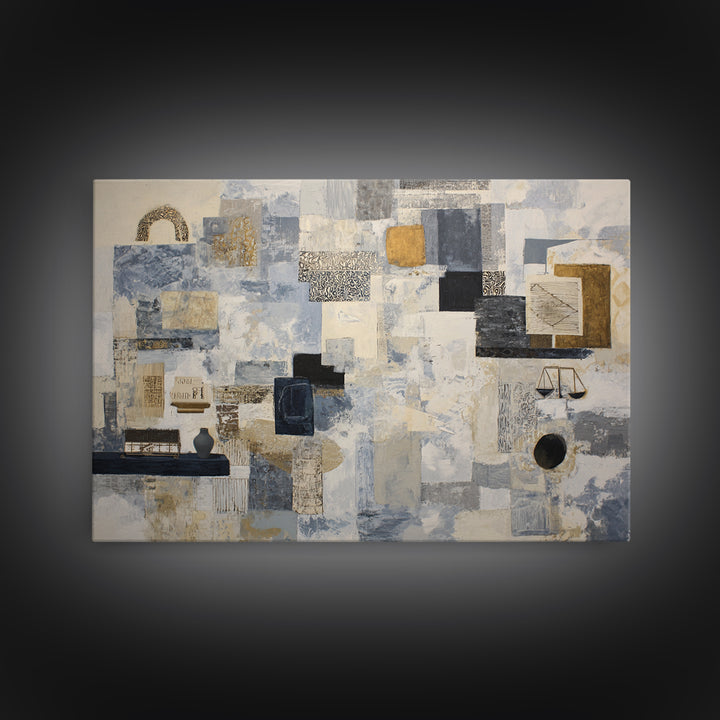 Clean Abstract Geometry Framed Canvas Print, Office Art, Gallery Decor, Office Decor, Abstract Art, Focus, Contemporary Art, OFF-3x2-77