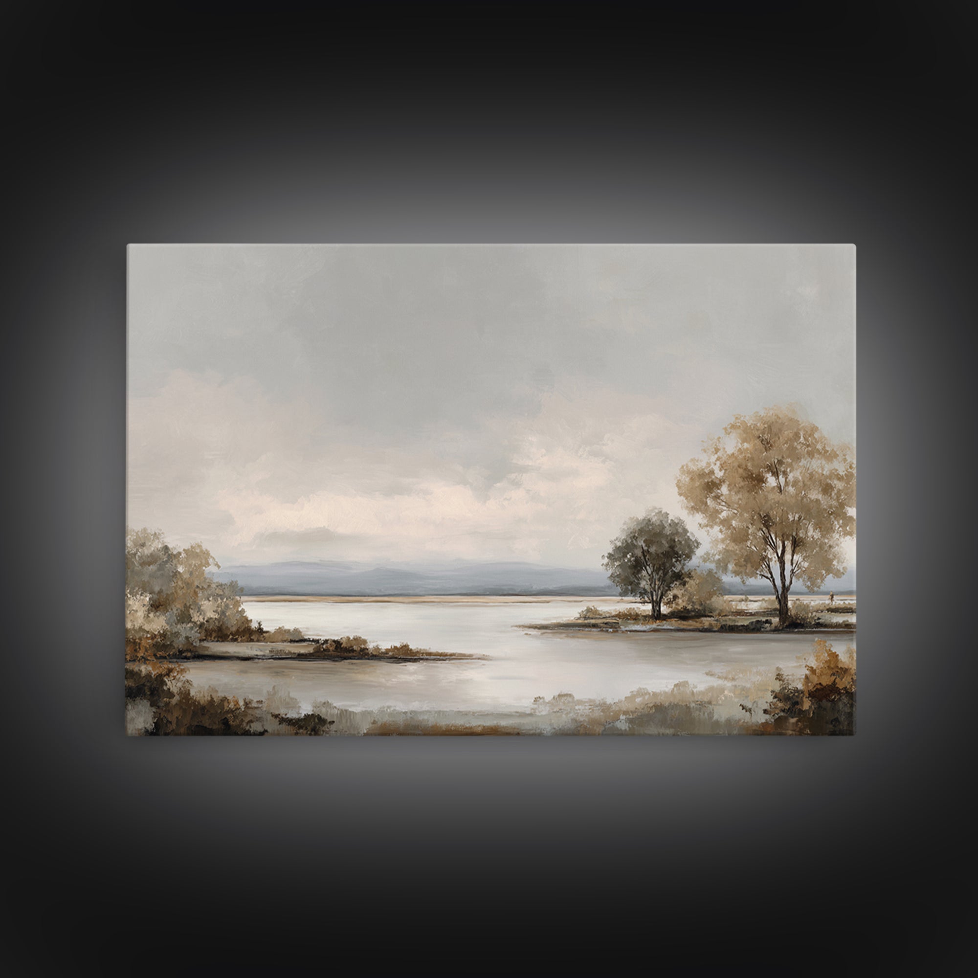 Dignified Neutral Landscape Canvas Print, Office Art, Wall Art, Office Decor, Oil Painting, Focus, Boho, Art Deco, OFF-3x2-83