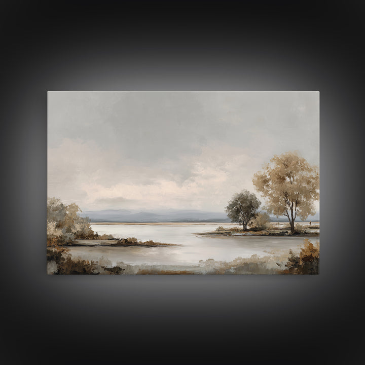 Dignified Neutral Landscape Canvas Print, Office Art, Wall Art, Office Decor, Oil Painting, Focus, Boho, Art Deco, OFF-3x2-83