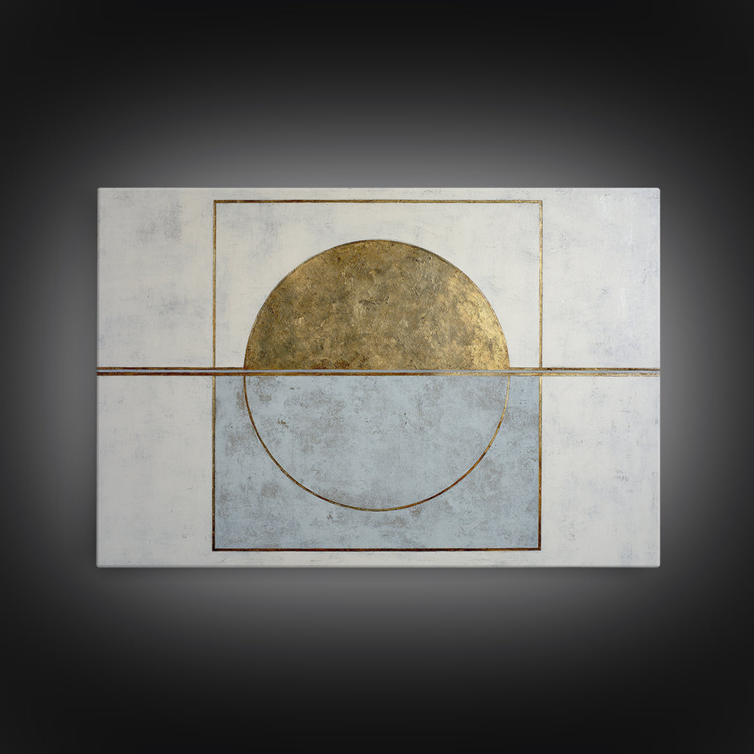 Gold Circle and Line Composition for Clarity Canvas Print, Office Art, Boho Decor, Office Decor, Fine Art, Focus, Digital Art, OFF-3x2-84