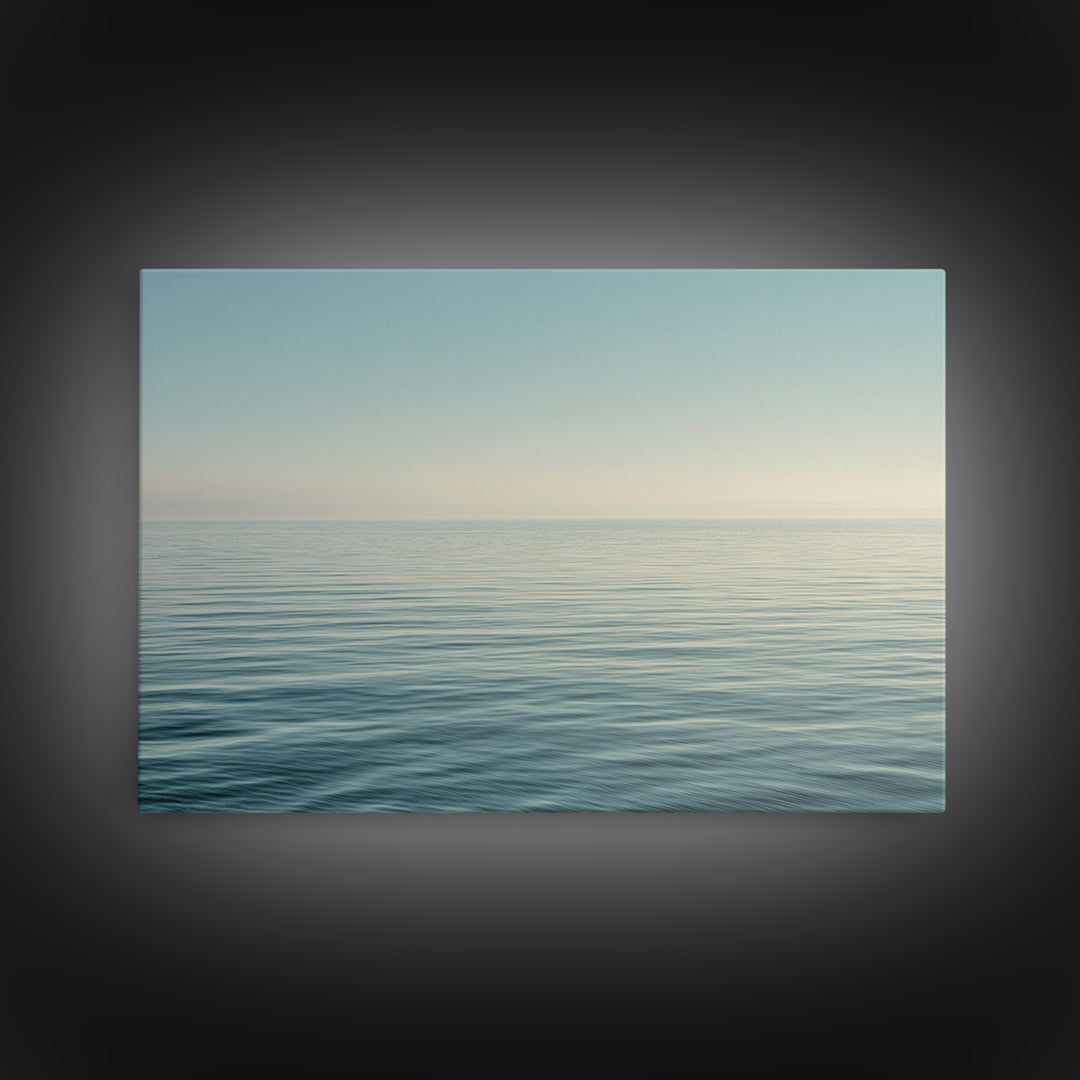 Calm Ocean Horizon for Stress Relief Framed Canvas Print, Office Art, Fine Art Print, Office Decor, Fine Art, Focus, Poster, OFF-3x2-87
