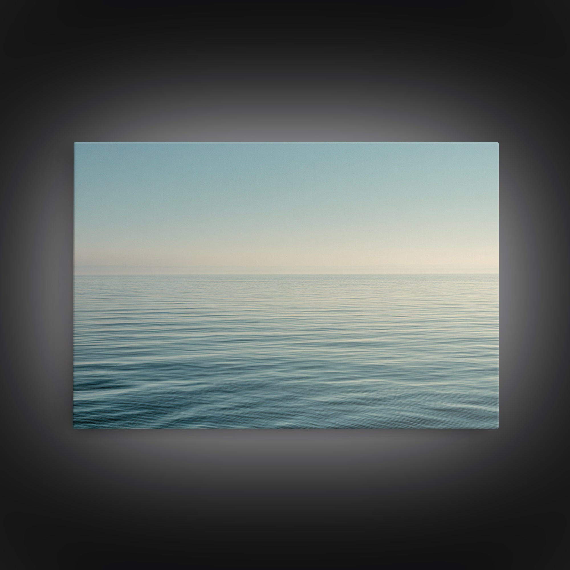 Calm Ocean Horizon for Stress Relief Framed Canvas Print, Office Art, Fine Art Print, Office Decor, Fine Art, Focus, Poster, OFF-3x2-87