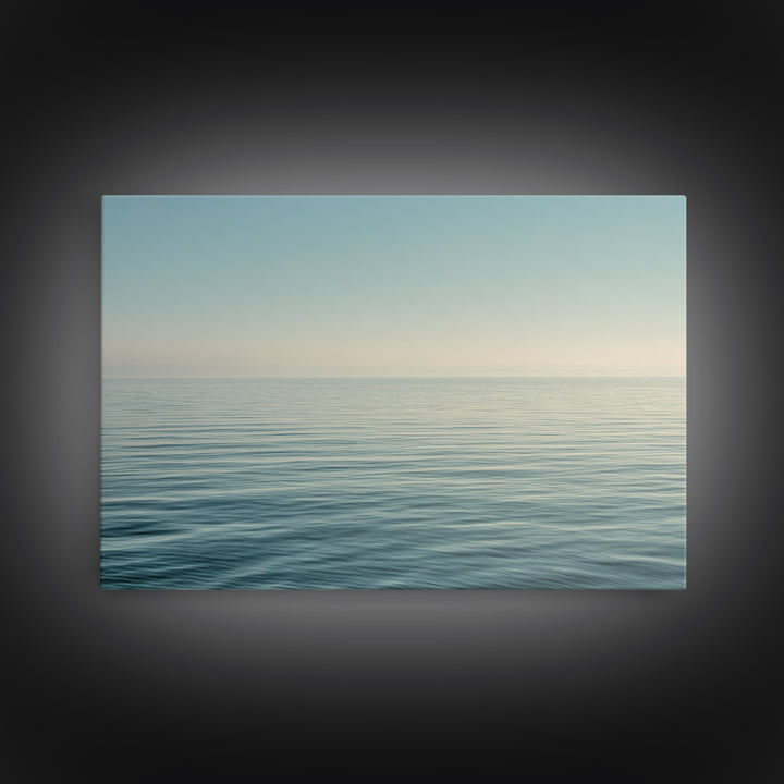 Calm Ocean Horizon for Stress Relief Framed Canvas Print, Office Art, Fine Art Print, Office Decor, Fine Art, Focus, Poster, OFF-3x2-87