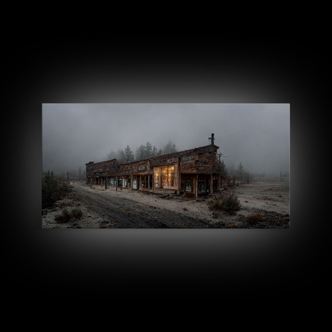 Rustic, Western theme canvas art, ghost town canvas print, wild west saloon art, man cave wall art, living room art, Cowboys