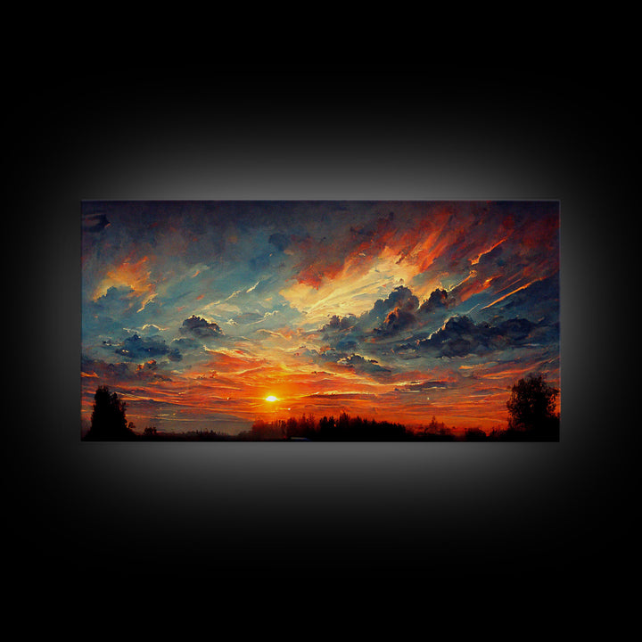 Mountain Sunset Oil Painting On Canvas, Canvas Print, Ready to hang gallery wrapped nature canvas print