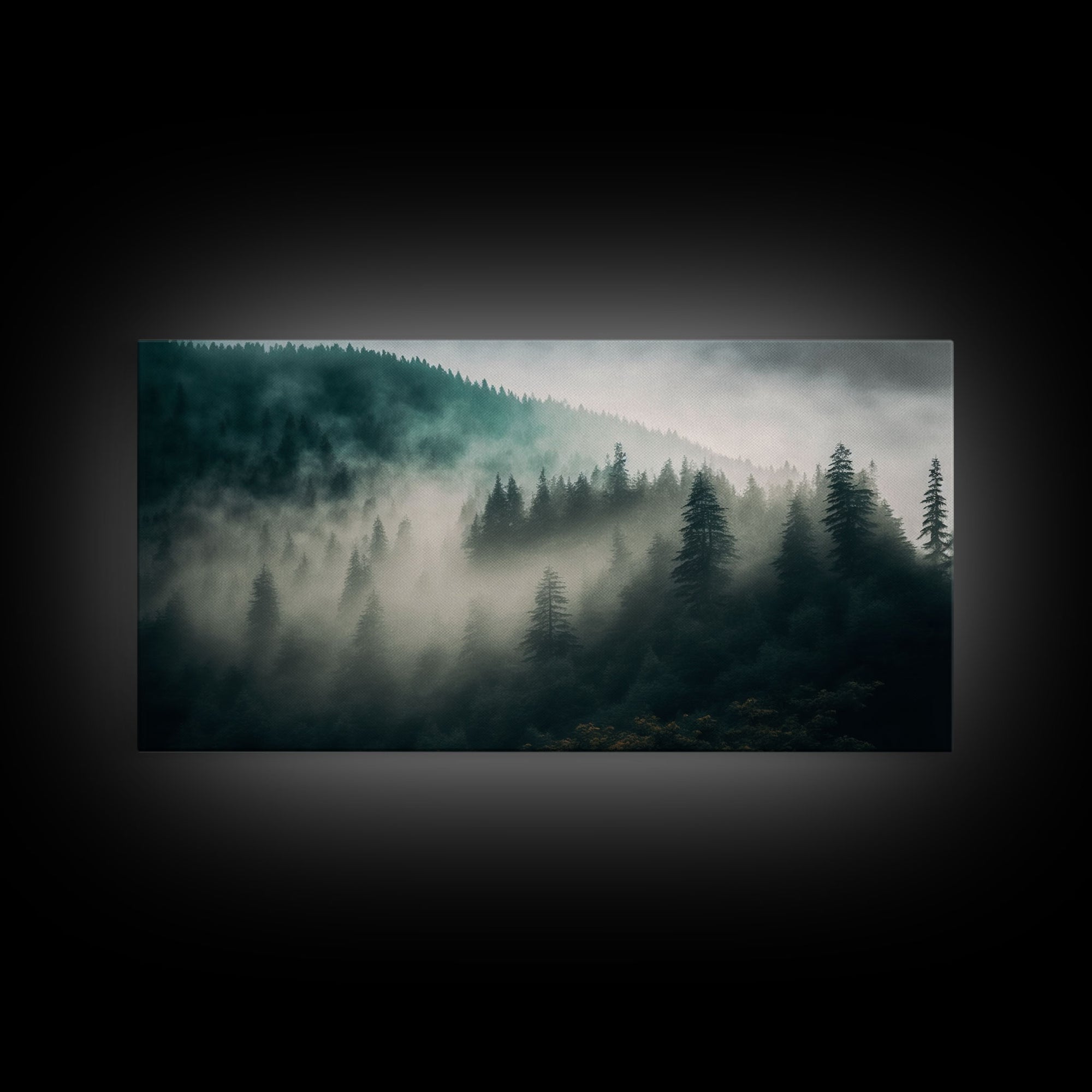 Foggy Forest wall art, relaxing art, zen art, framed canvas print, foggy landscape, trendy decor