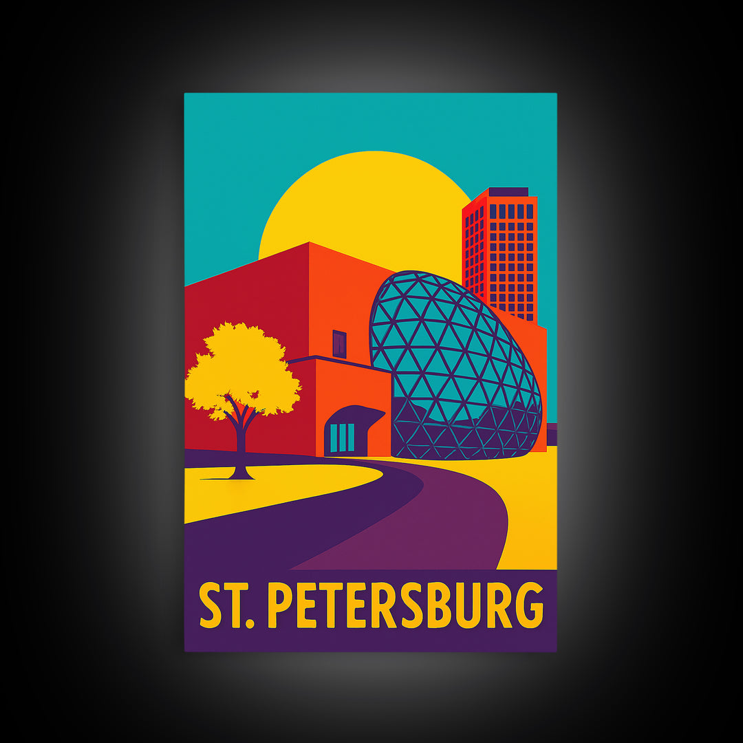 St Petersburg Florida Travel Poster, Canvas Print, Vibrant Retro Travel Art, St Petersburg Poster Print, Retro Travel Print, Home Decor
