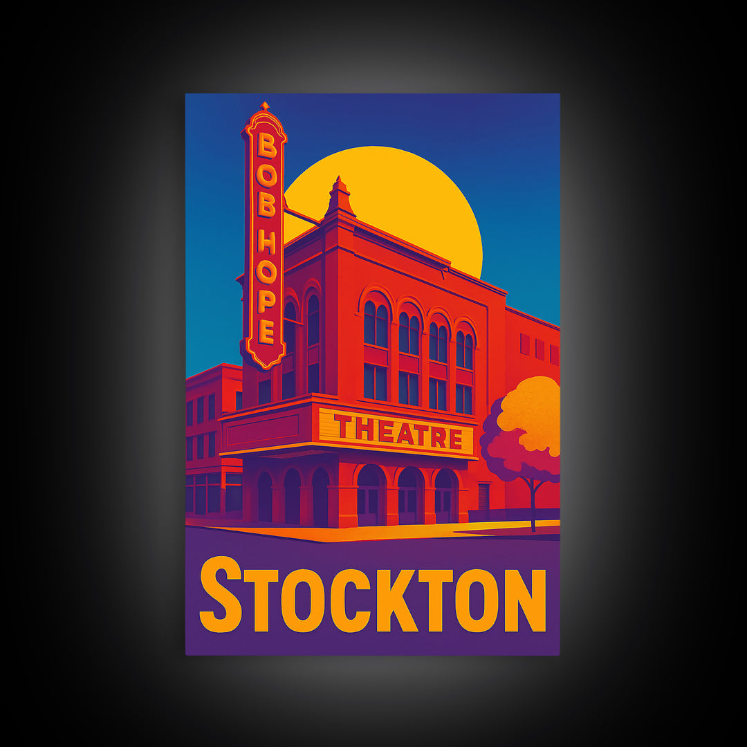 Stockton California Travel Poster, Canvas Print, Colorful Graphic Wall Art, Stockton Poster Print, City Art Print, Living Room Wall Art