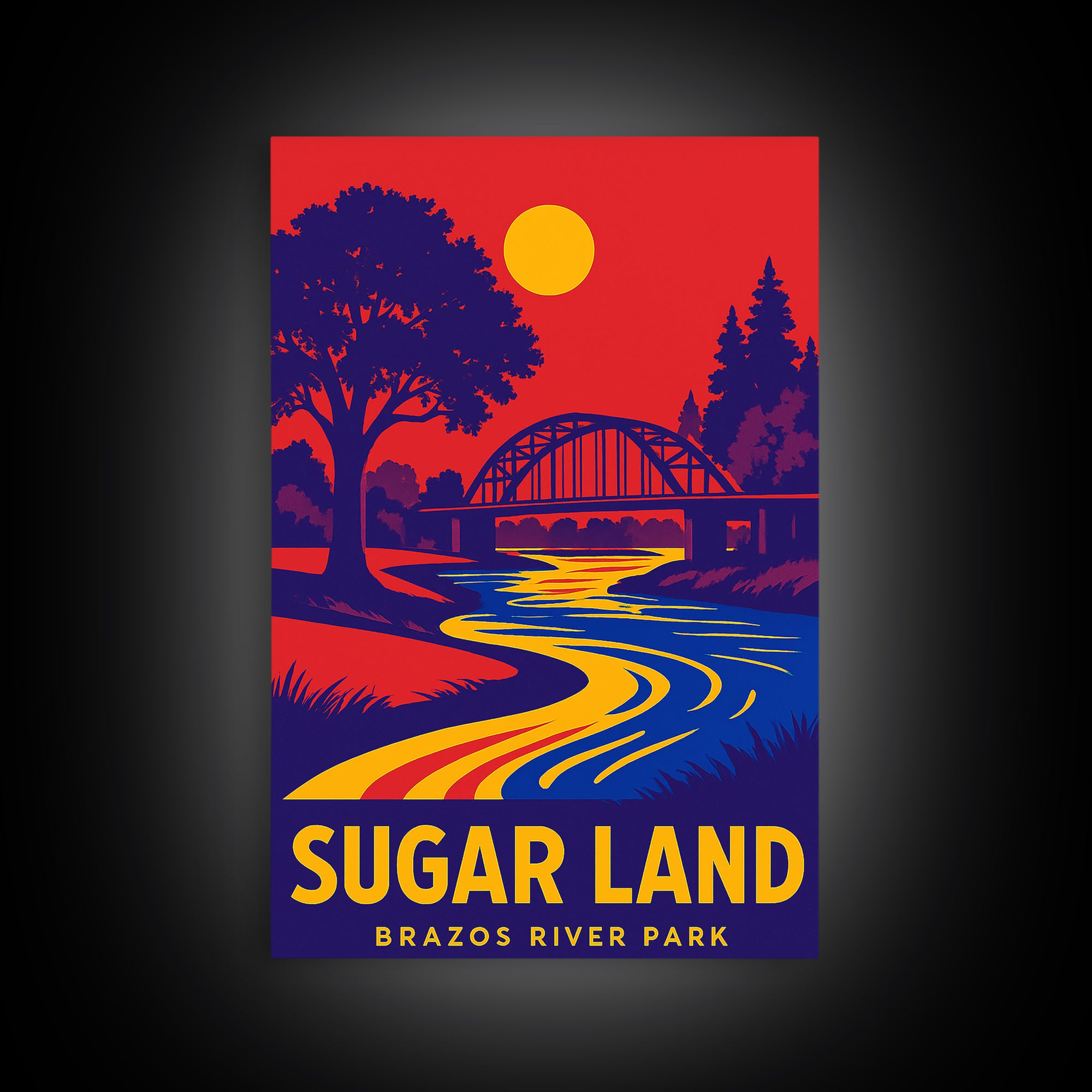 Sugar Land Travel Poster, Canvas Print, Vibrant Retro Travel Art, Sugar Land City Art, Travel Poster Set, Vintage City Poster, Design 2