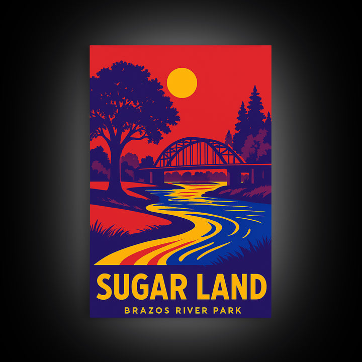 Sugar Land Travel Poster, Canvas Print, Vibrant Retro Travel Art, Sugar Land City Art, Travel Poster Set, Vintage City Poster, Design 2