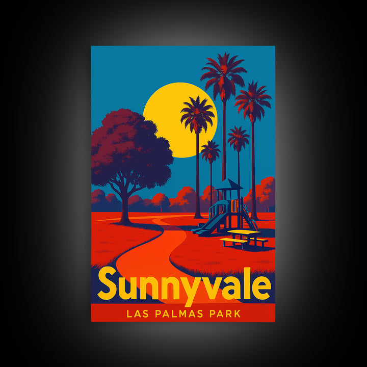 Sunnyvale California Travel Poster, Framed Canvas Print, Bold Pop Art Poster, Sunnyvale Travel Art, Vintage City Poster, Travel Poster Art