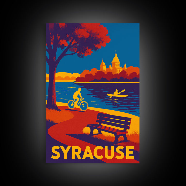Syracuse Travel Poster, Canvas Print, Vibrant Retro Travel Art, Syracuse Wall Art, Vintage City Poster, Travel Poster Art, Art Print