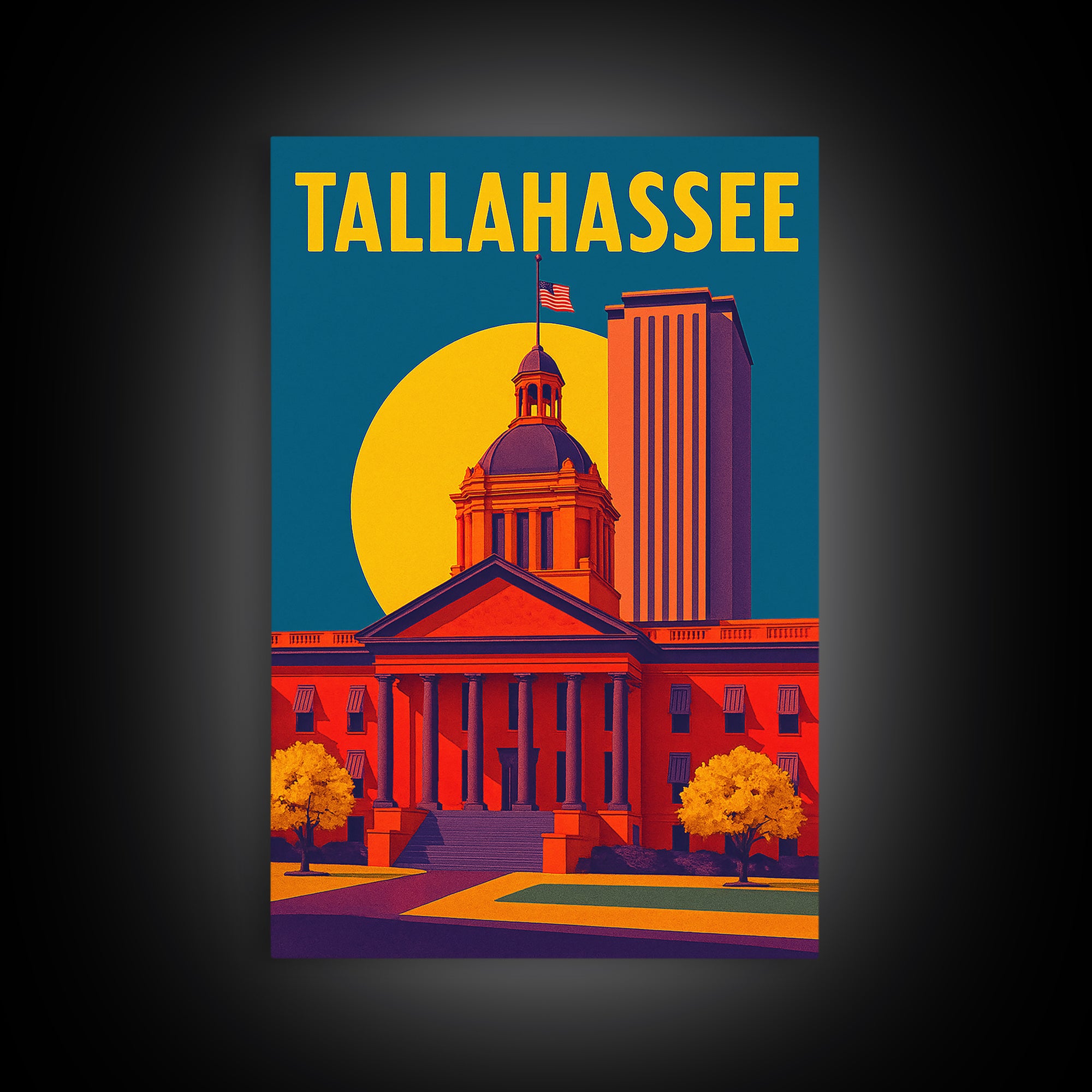 Tallahassee Florida Travel Poster, Canvas Print, High Contrast City Poster, Tallahassee Wall Art, Gift For Travelers, Art Print, Wall Art