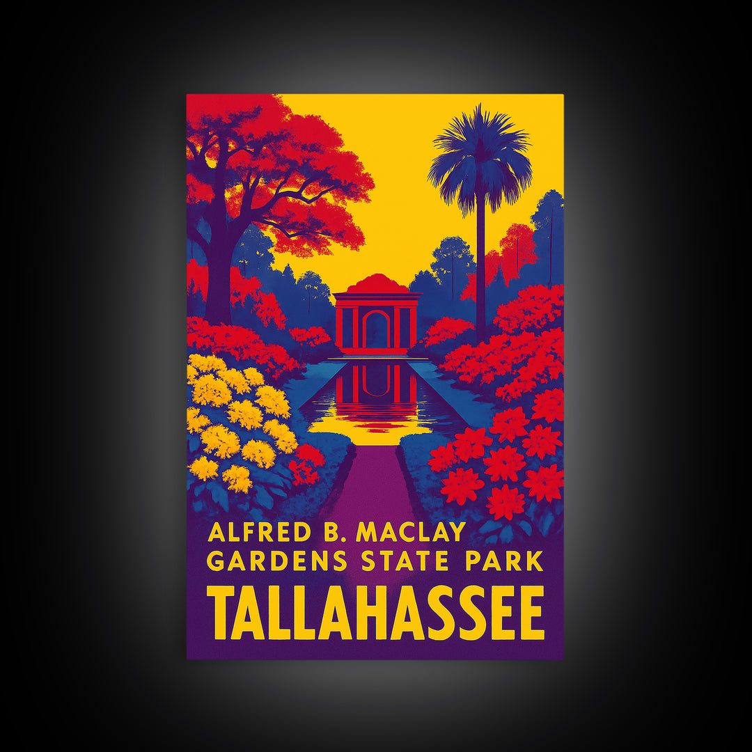 Tallahassee Travel Poster, Framed Canvas Print, Colorful Graphic Wall Art, Tallahassee Travel Art, Travel Poster Art, Mid Century Wall Art