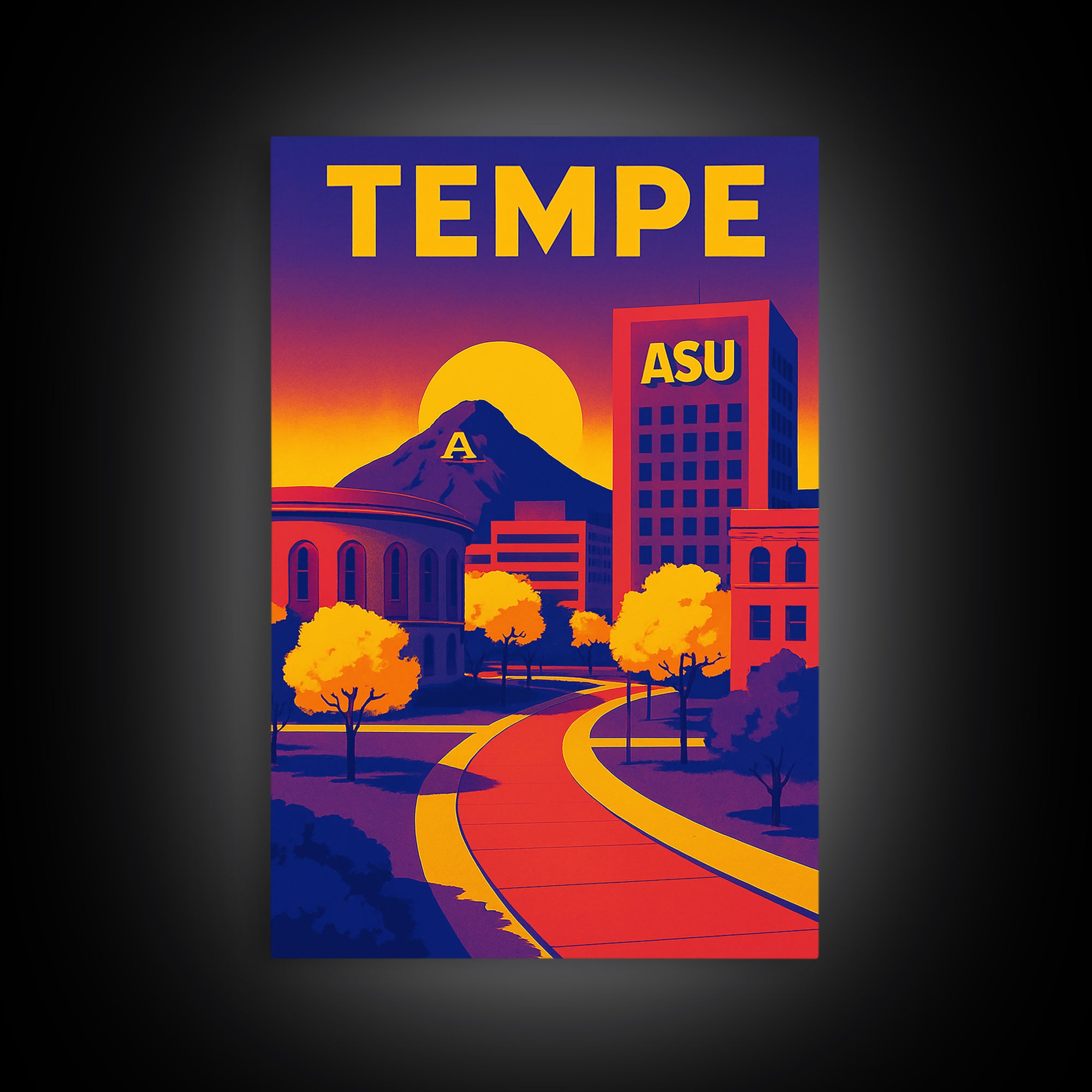 Tempe Travel Poster, Canvas Print, High Contrast City Poster, Tempe City Art, City Travel Prints, Modern Wall Decor, Home Office Decor