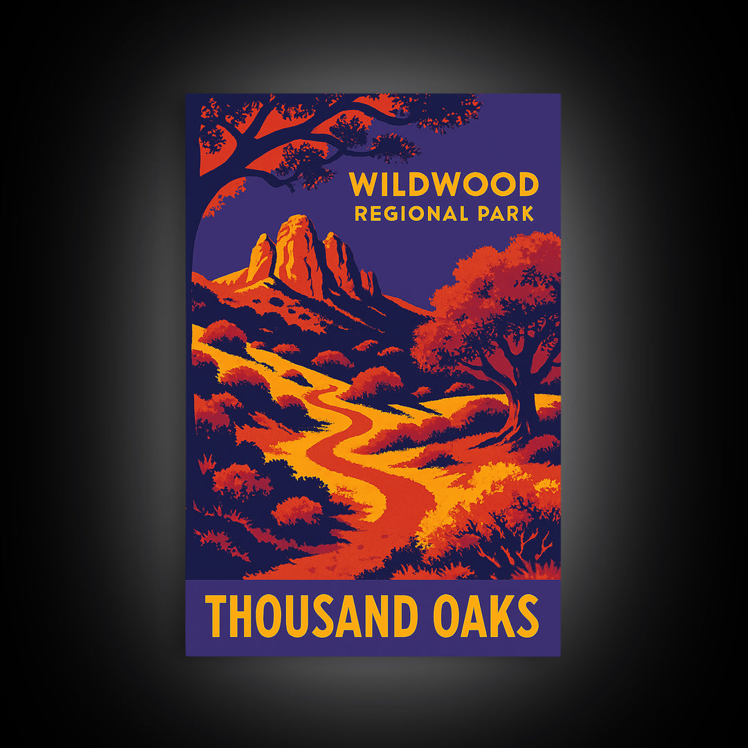 Thousand Oaks California Travel Poster, Canvas Print, Vibrant Retro Travel Art, Thousand Oaks Art Print, Travel Poster Set, Wall Art