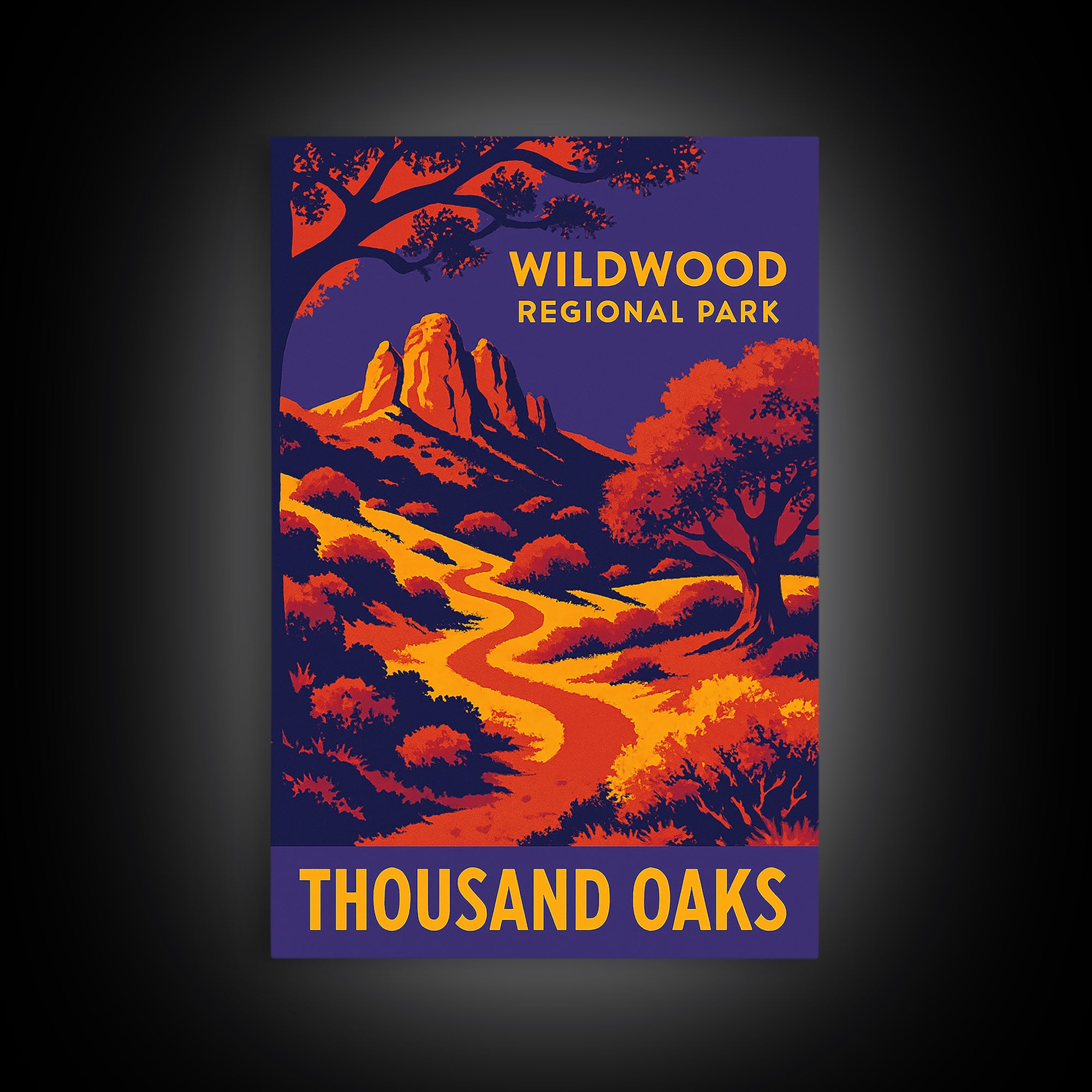 Thousand Oaks California Travel Poster, Canvas Print, Vibrant Retro Travel Art, Thousand Oaks Art Print, Travel Poster Set, Wall Art