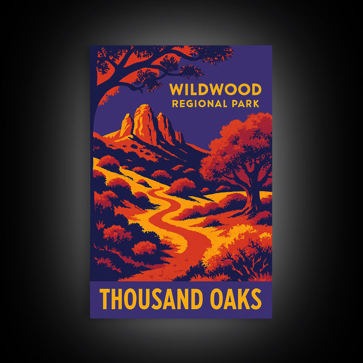 Thousand Oaks California Travel Poster, Canvas Print, Vibrant Retro Travel Art, Thousand Oaks Art Print, Travel Poster Set, Wall Art