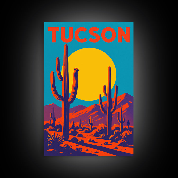 Tucson Arizona Travel Poster, Canvas Print, High Contrast City Poster, Tucson Poster Print, Wall Decor, City Illustration, Travel Prints