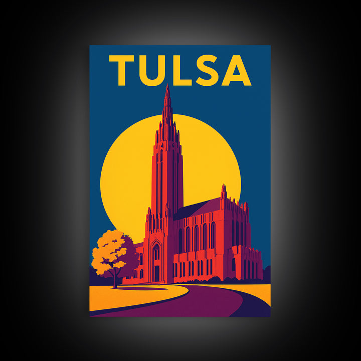 Tulsa Oklahoma Travel Poster, Canvas Print, Colorful Graphic Wall Art, Tulsa Poster Print, Travel Print, City Illustration, Travel Art Print