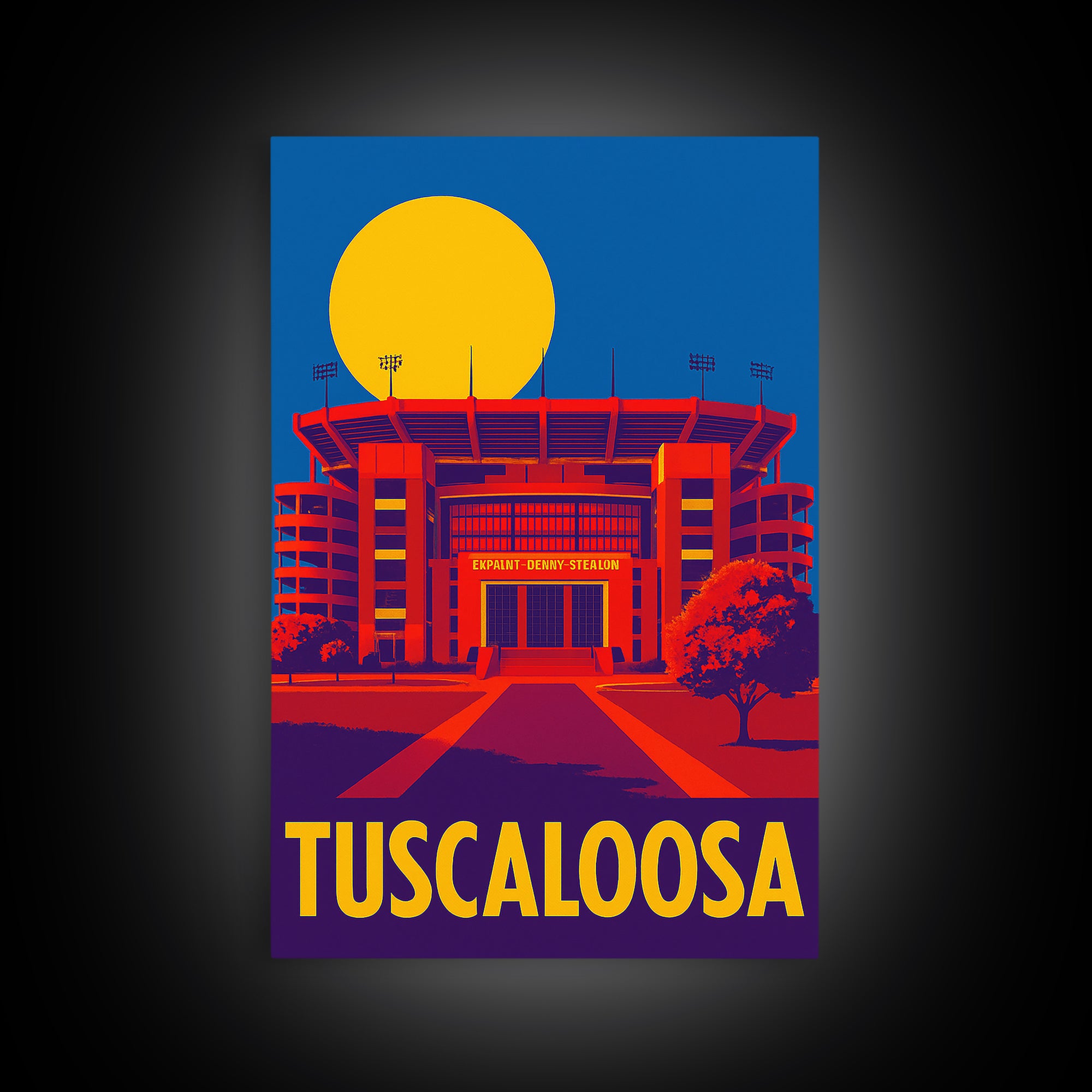 Tuscaloosa Alabama Travel Poster, Canvas Print, Bold Pop Art Poster, Tuscaloosa Poster Print, Art Print, Gift For Travelers, Skyline Art