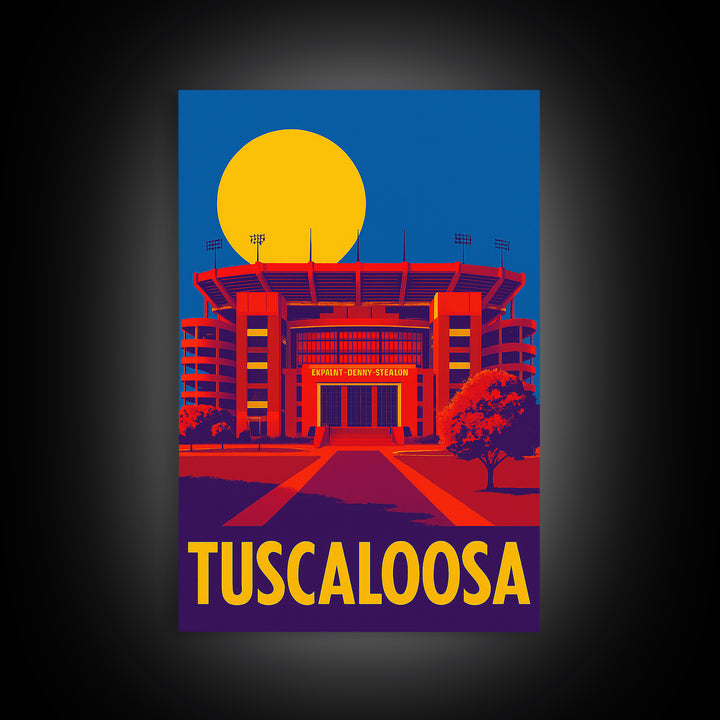 Tuscaloosa Alabama Travel Poster, Canvas Print, Bold Pop Art Poster, Tuscaloosa Poster Print, Art Print, Gift For Travelers, Skyline Art