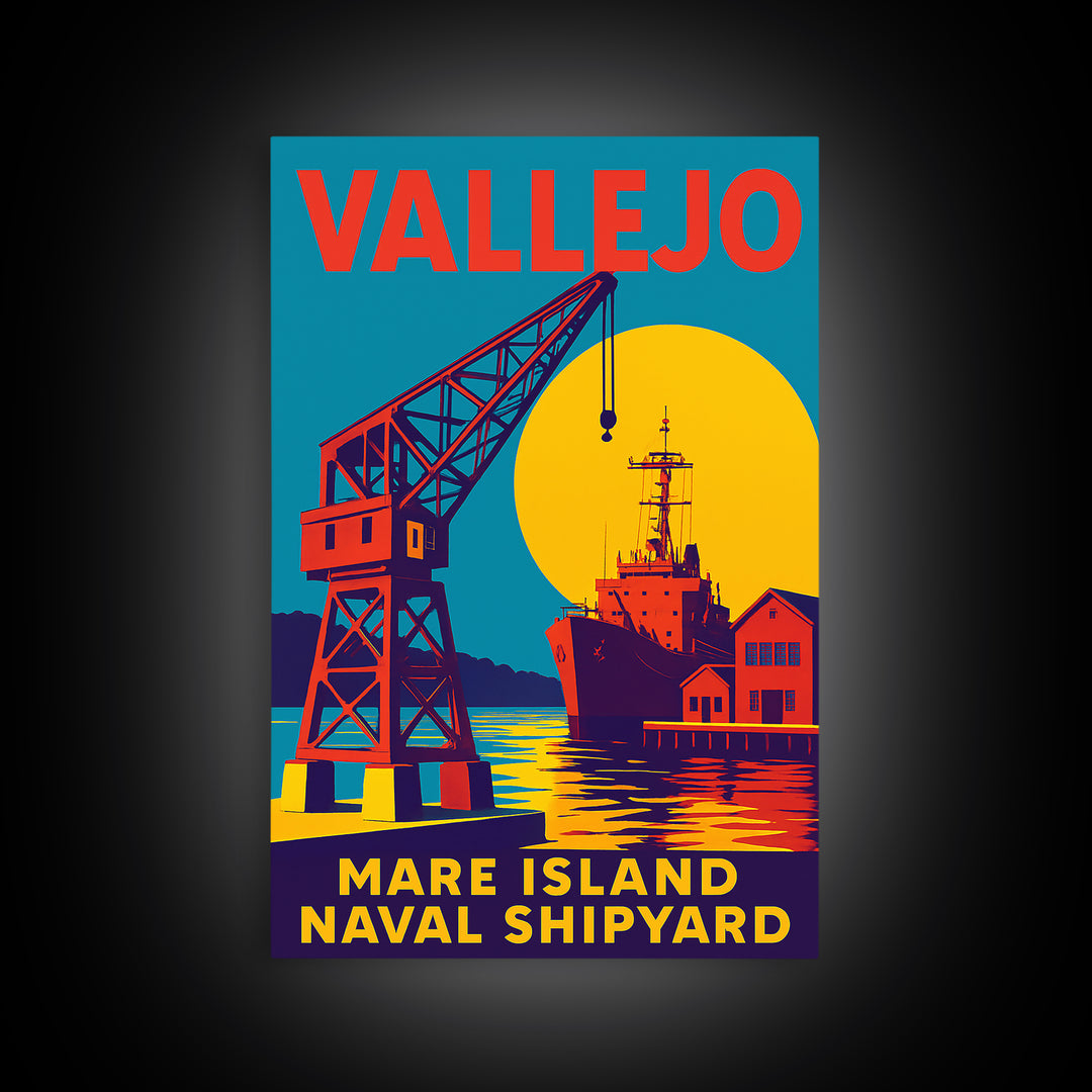 Vallejo California Travel Poster, Canvas Print, Vibrant Retro Travel Art, Vallejo Art Print, Fine Art Print, Wanderlust Decor, Poster Print