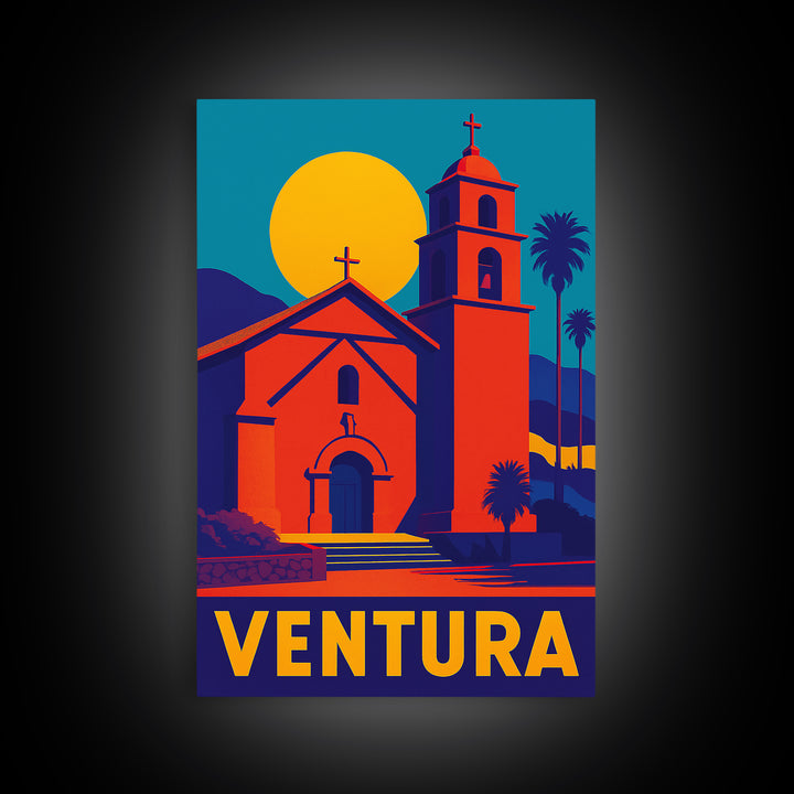 Ventura Travel Poster, Canvas Print, Bold Pop Art Poster, Ventura Wall Art, Gift For Travelers, Vintage City Poster, Vintage City Art