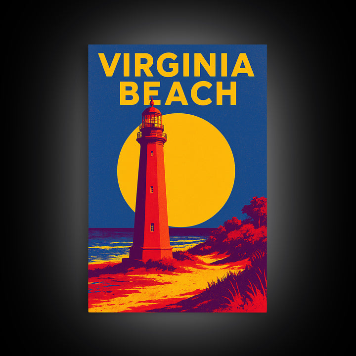 Virginia Beach Travel Poster, Canvas Print, Bold Pop Art Poster, Virginia Beach Poster Print, City Illustration, Wanderlust Decor