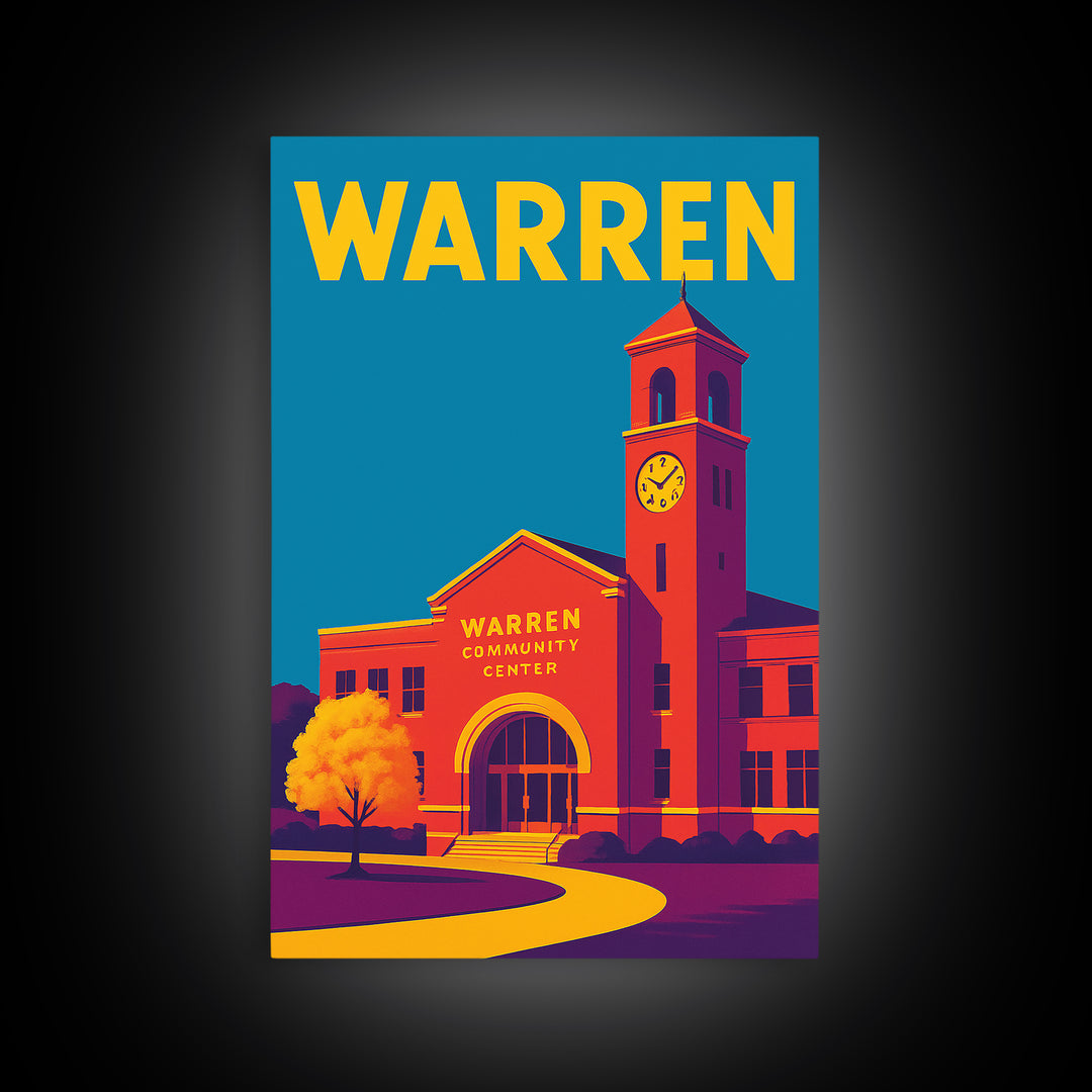 Warren Michigan Travel Poster, Canvas Print, High Contrast City Poster, Warren City Art, City Art Print, Wall Art, City Travel Prints