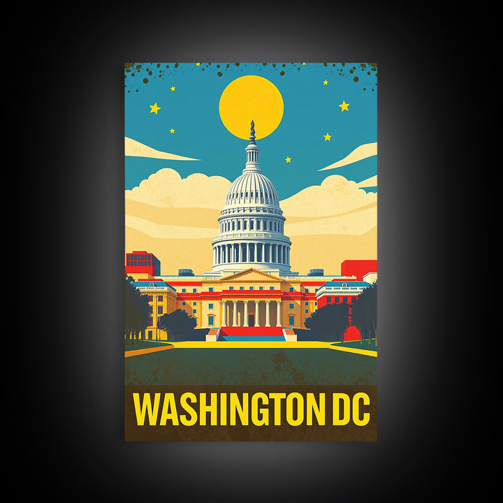 Washignton Travel Poster, Framed Canvas Print, Colorful Graphic Wall Art, Washignton Wall Art, Travel Wall Decor, City Travel Prints