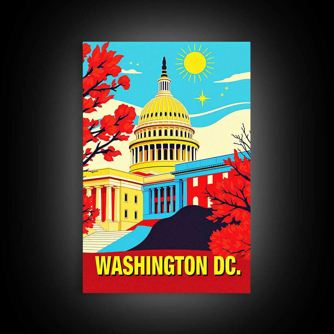 Washington Travel Poster, Canvas Print, Bold Pop Art Poster, Washington Wall Art, Travel Art Print, Travel Wall Art, Wanderlust Decor
