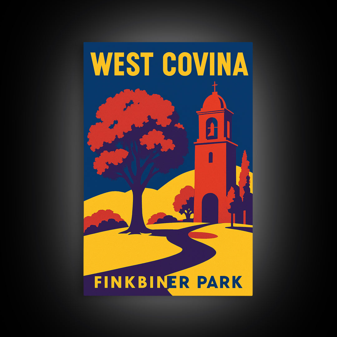 West Covina Travel Poster, Framed Canvas Print, High Contrast City Poster, West Covina Wall Art, Retro Travel Print, Travel Poster Set
