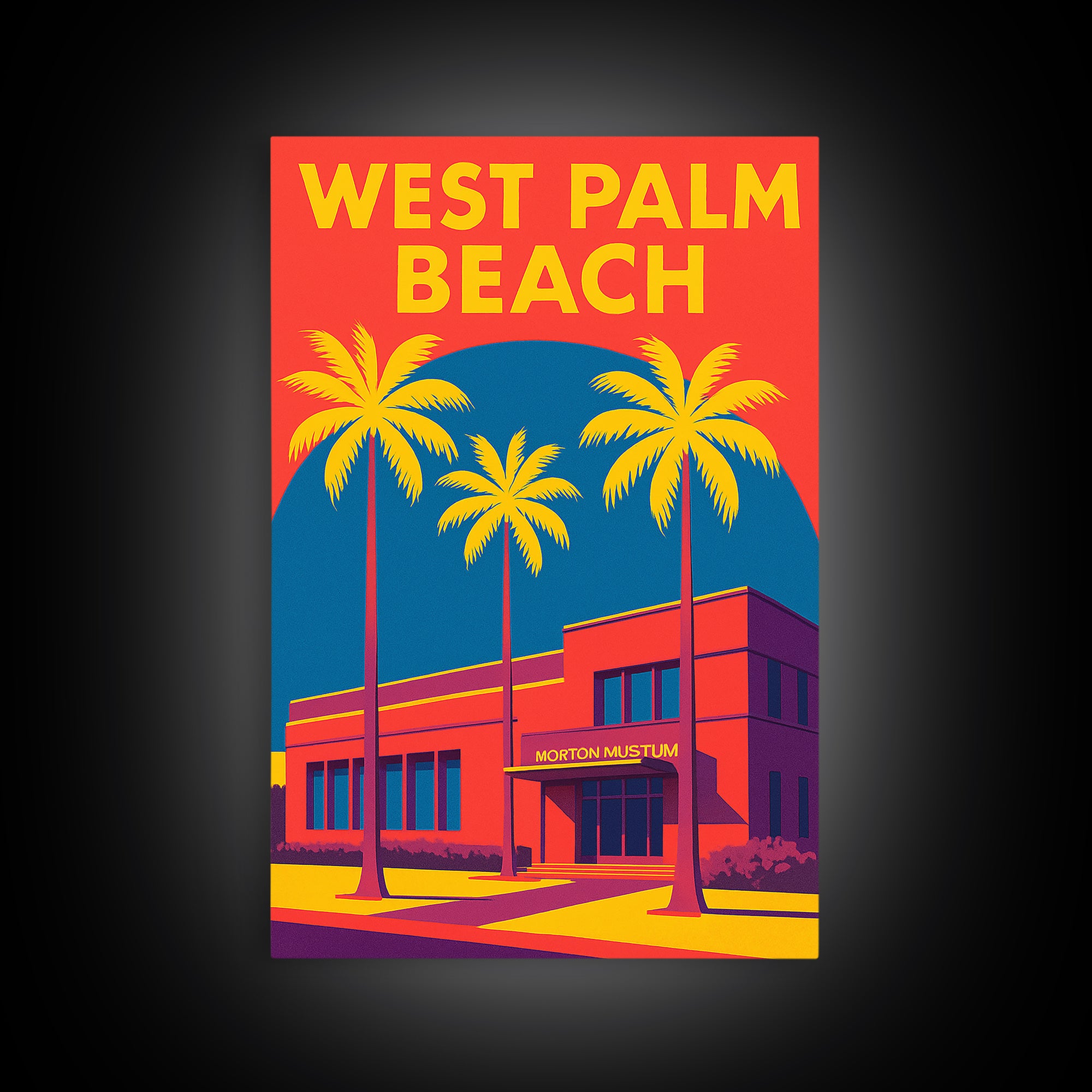 West Palm Beach Florida Travel Poster, Canvas Print, Vibrant Retro Travel Art, West Palm Beach Travel Art, Vintage City Art
