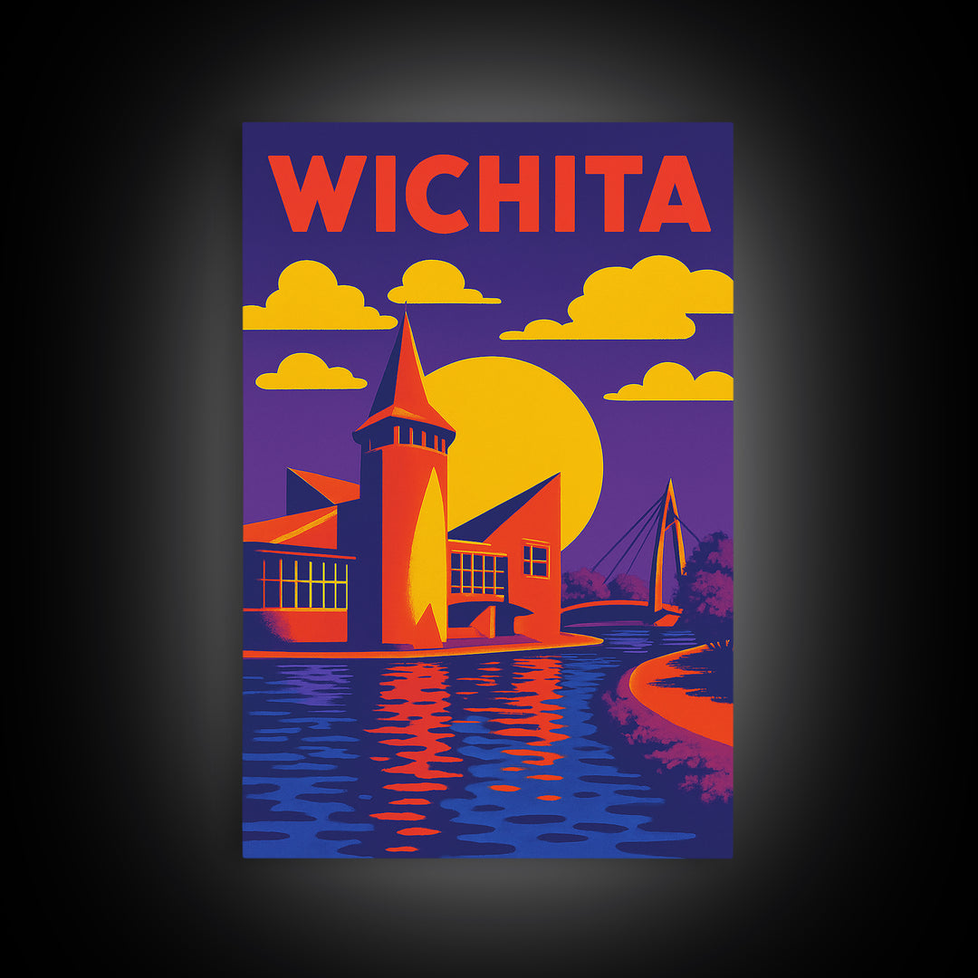 Wichita Travel Poster, Canvas Print, High Contrast City Poster, Wichita City Art, Vintage Travel Art, Travel Wall Art, Fine Art Print