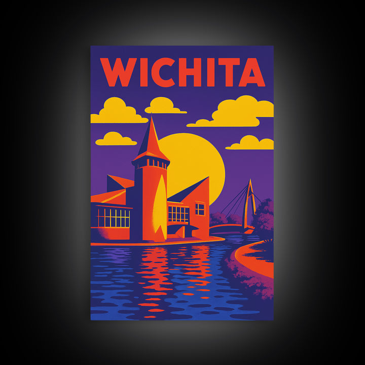 Wichita Travel Poster, Canvas Print, High Contrast City Poster, Wichita City Art, Vintage Travel Art, Travel Wall Art, Fine Art Print