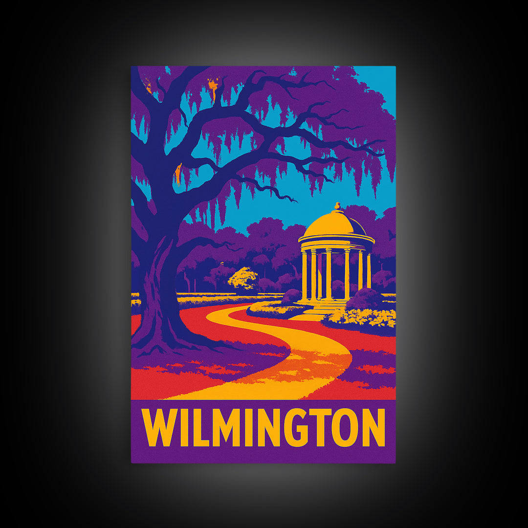 Wilmington Travel Poster, Framed Canvas Print, High Contrast City Poster, Wilmington Poster Print, Fine Art Print, Travel Art Print